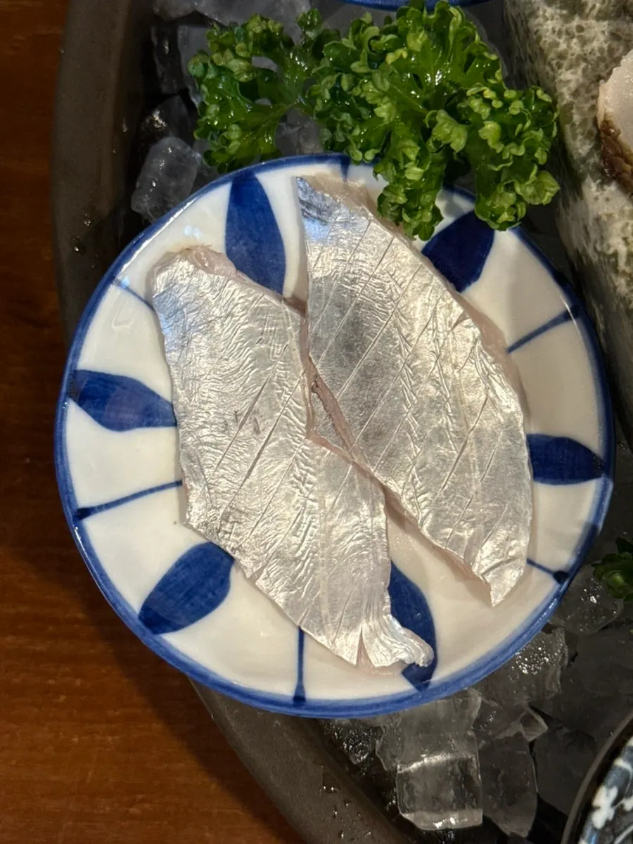 A rare piece of hairtail sashimi