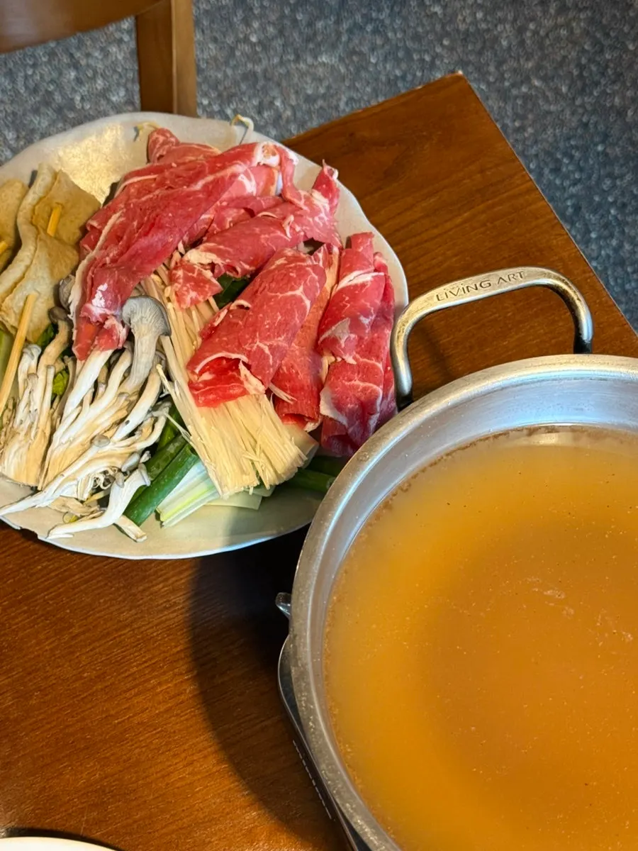 Beef shabu-shabu served as the final course