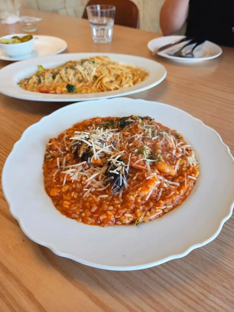 A plate of Seafood Tomato Risotto