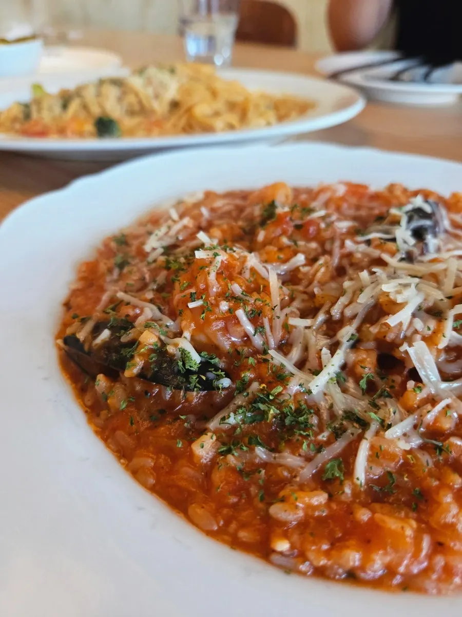 Seafood Tomato Risotto with clams and mussels