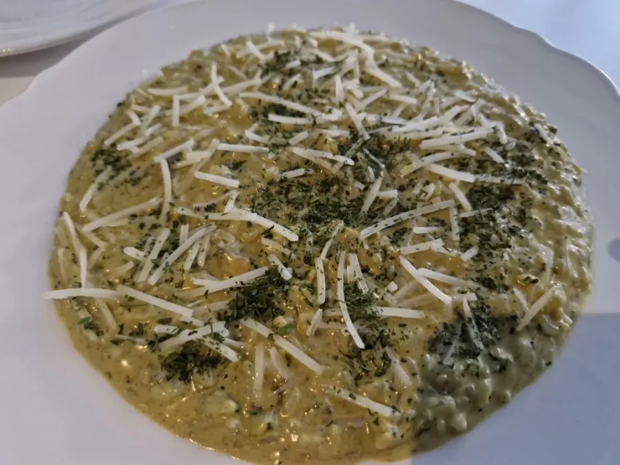 A bowl of abalone innards cream risotto