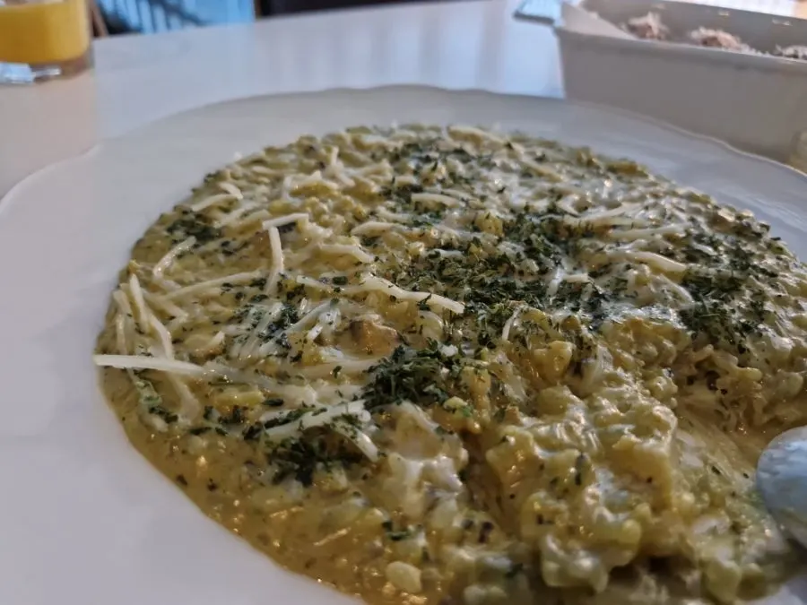 Emptied pasta plate on the restaurant table
