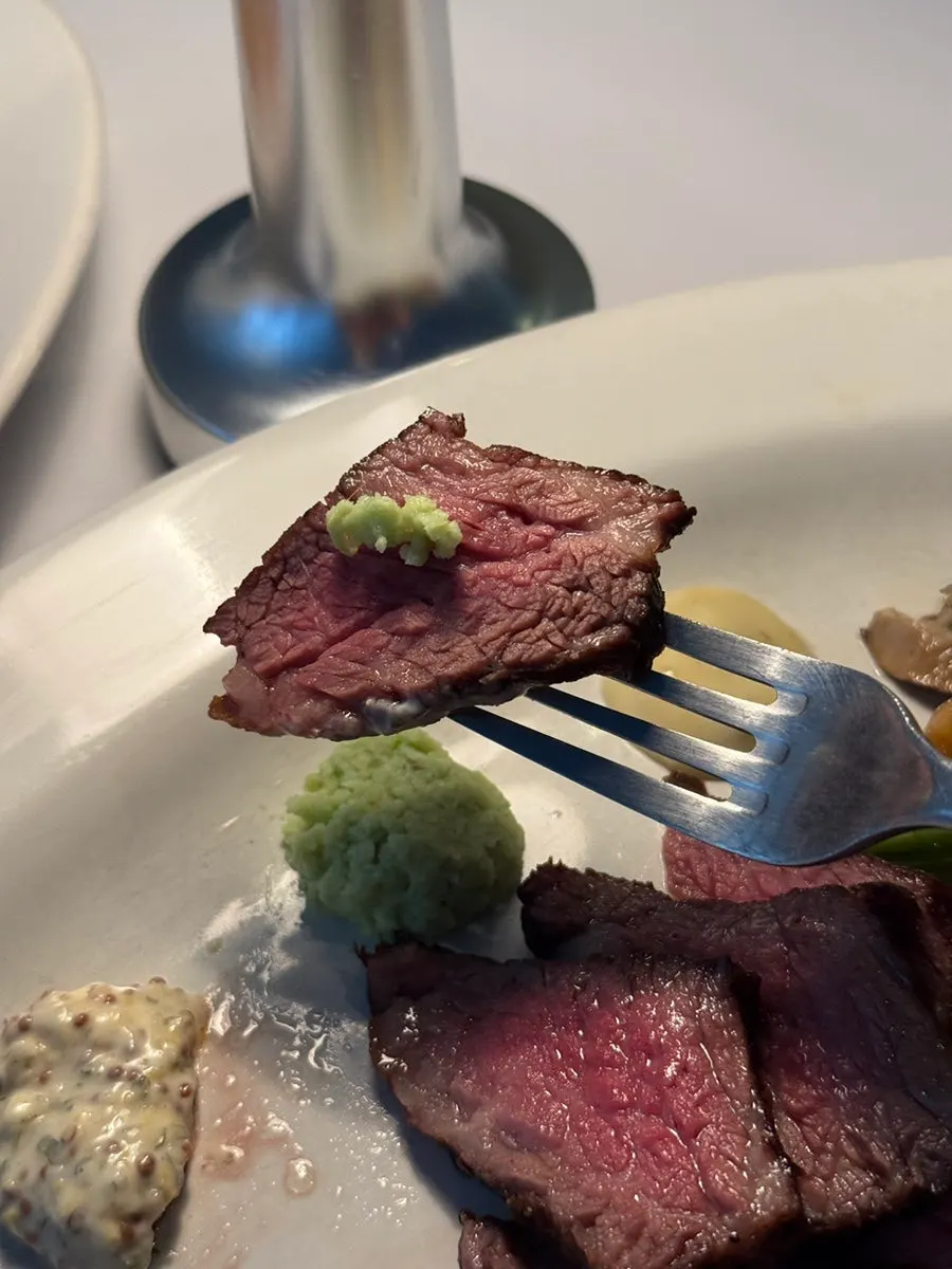 Wasabi, whole grain mustard, and salt served alongside