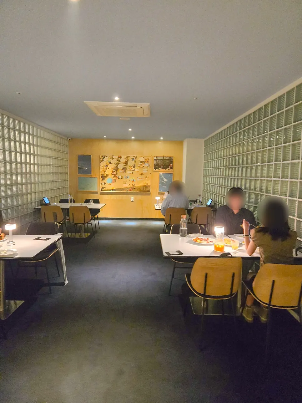 Private seating section divided by walls