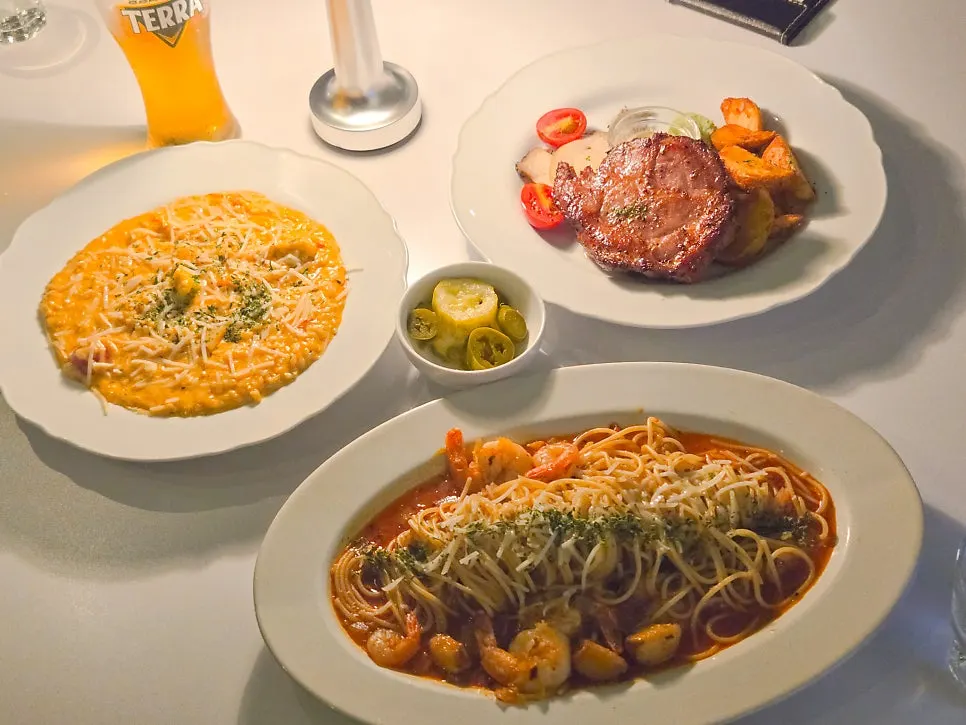 Full spread of the three ordered dishes