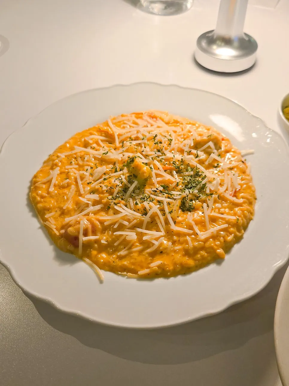 A plate of spicy crabby risotto