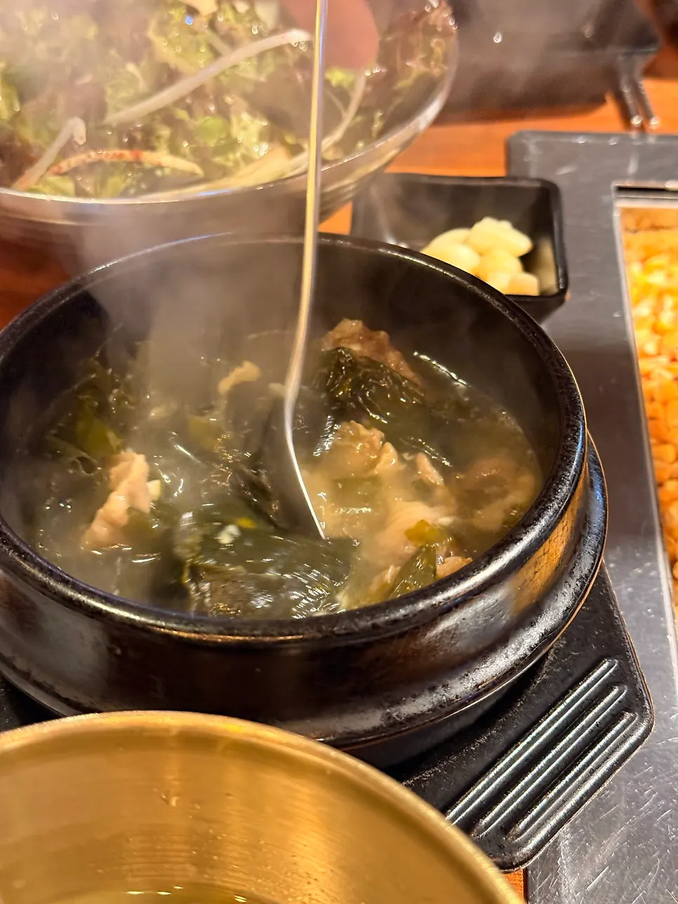 Beef seaweed soup and radish salad among the side dishes
