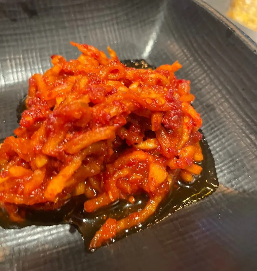 Close-up of neatly plated side dishes