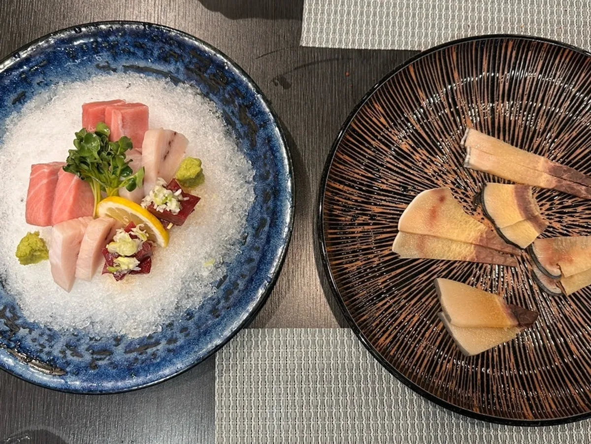 Main serving of tuna and whale meat