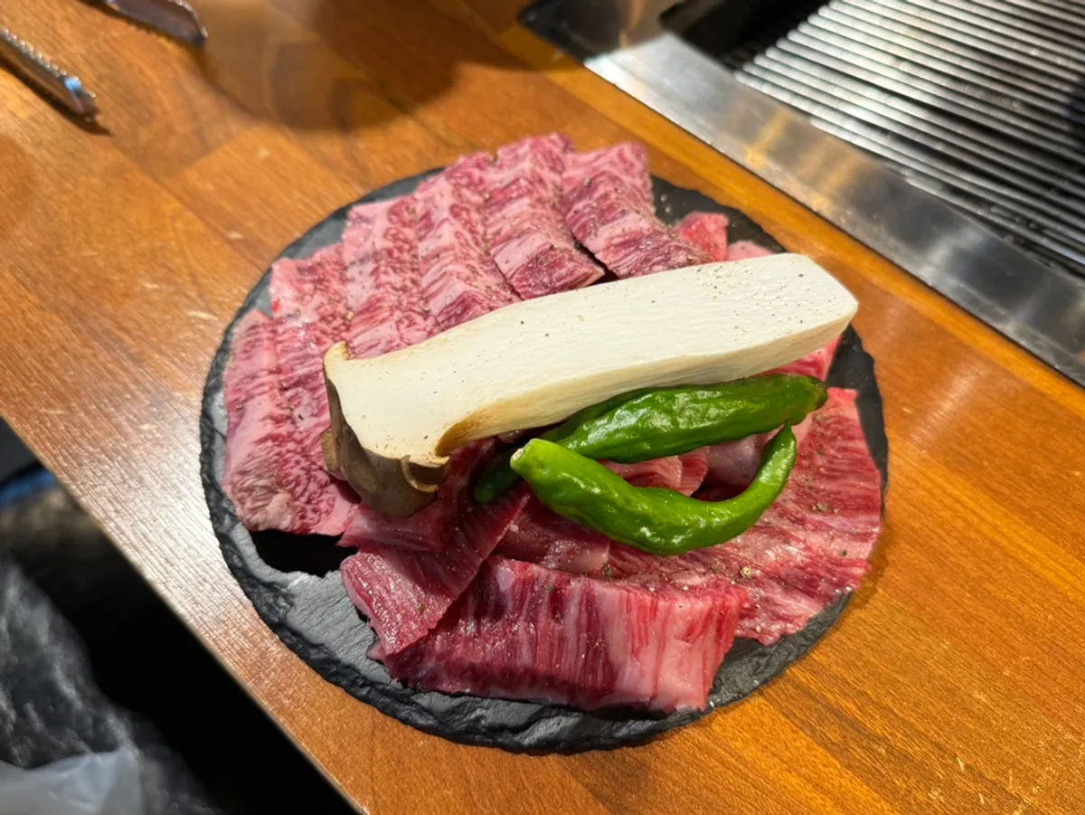 Table setting with ordered Korean beef specialty cuts