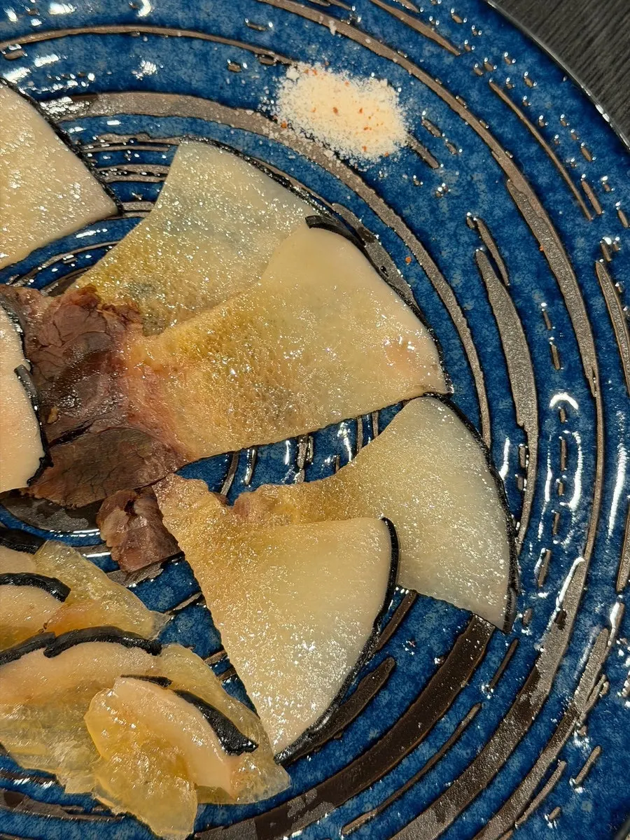 Whale meat served with salt