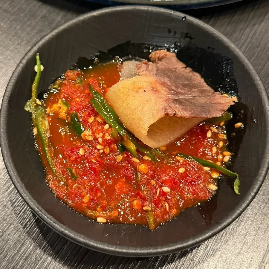 Whale meat and house sauce