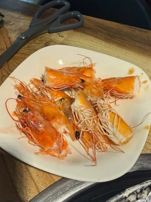 Shrimp arranged into a heart shape