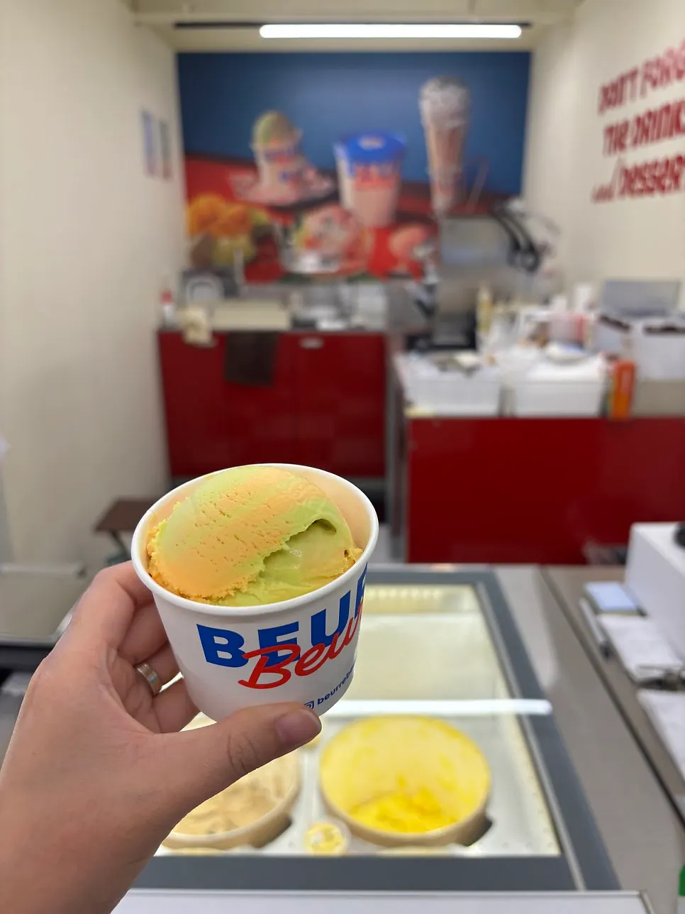 Melon mango flavor ice cream cup