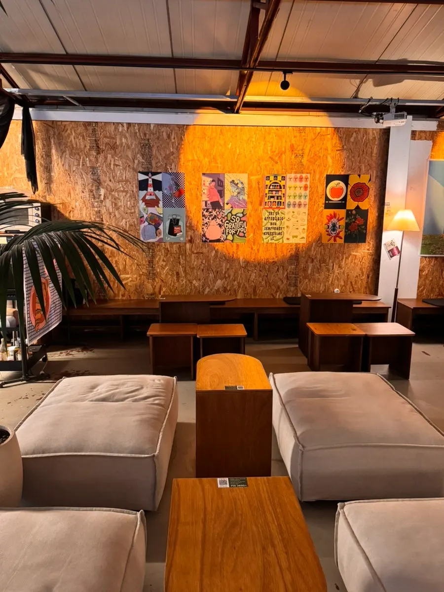 Brighter seating area to the left of the counter