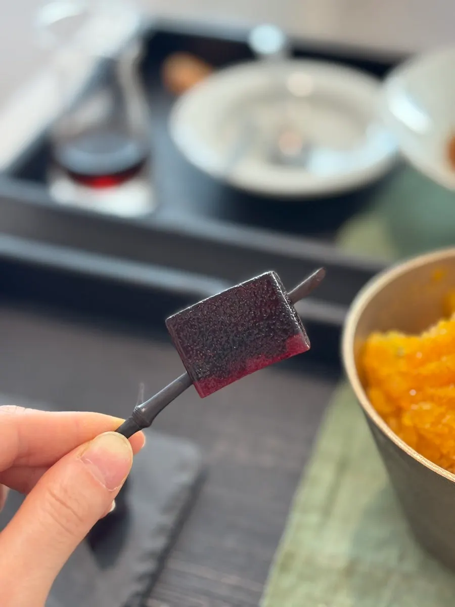 Grape pudding served alongside the bingsu