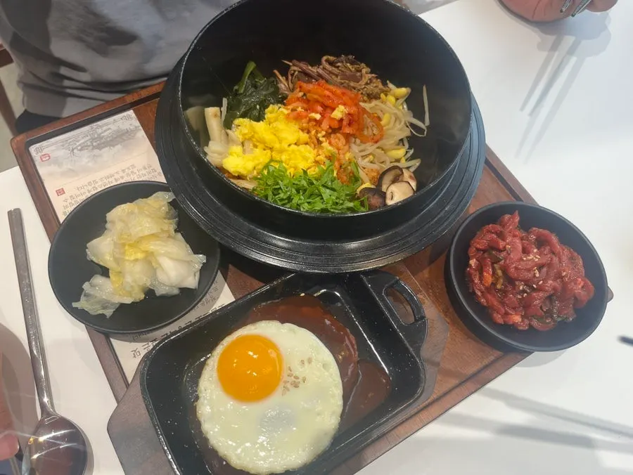 Hanwoo yukhoe bibimbap and hanpork tteokgalbi set tray