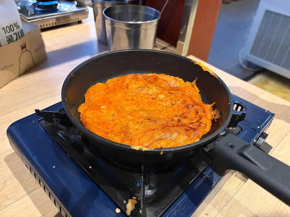 Homemade self-serve jeon fresh off the grill