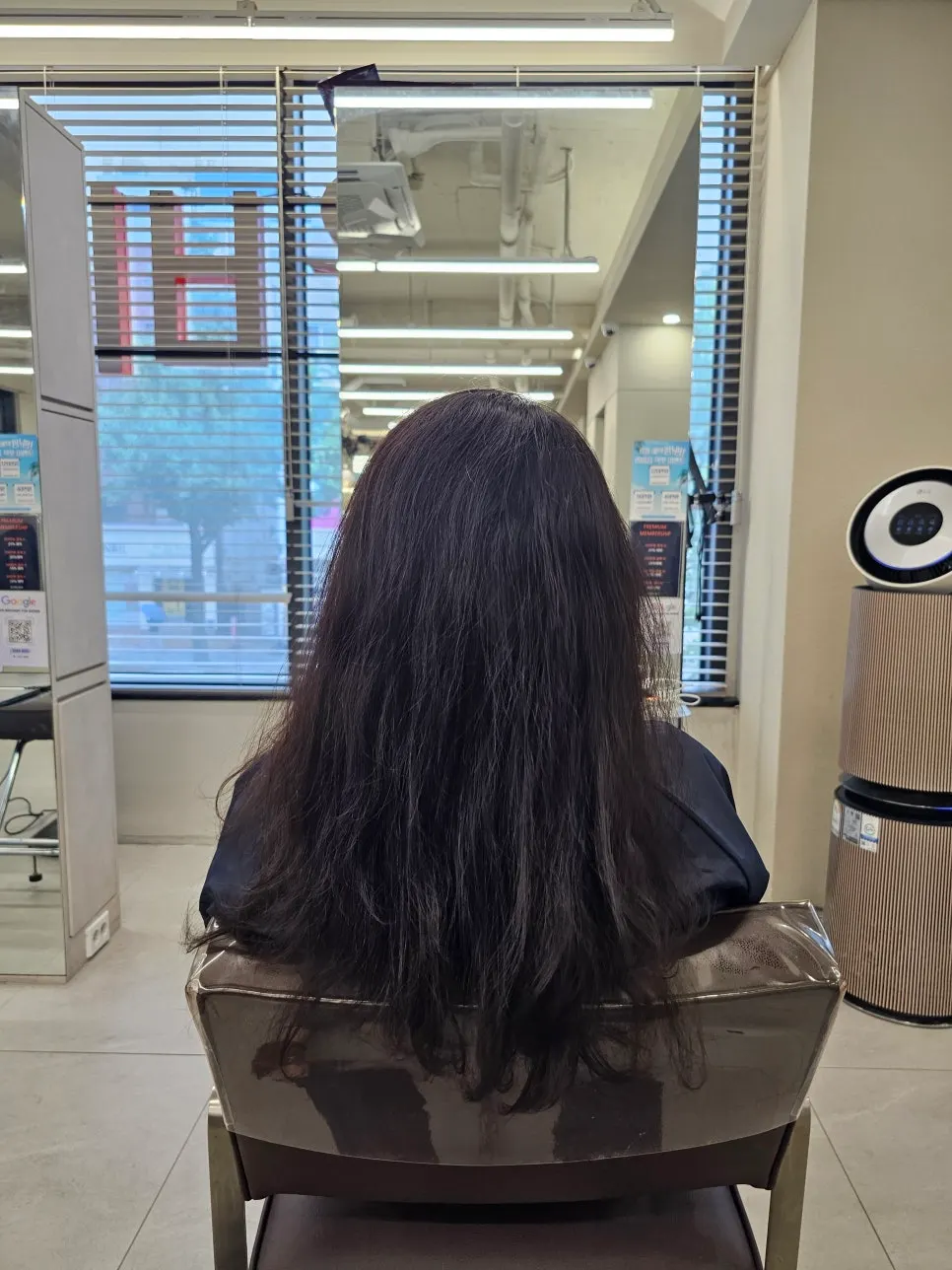 미용실 내부 그린 인테리어 세로 컷