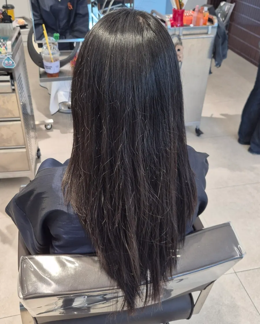Before and after comparison of hair from the inner keratin clinic