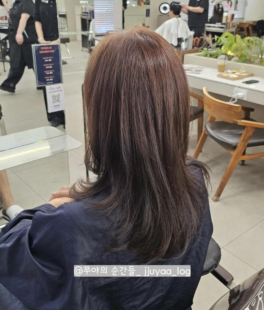 Tidied hair after the straightening treatment and cut