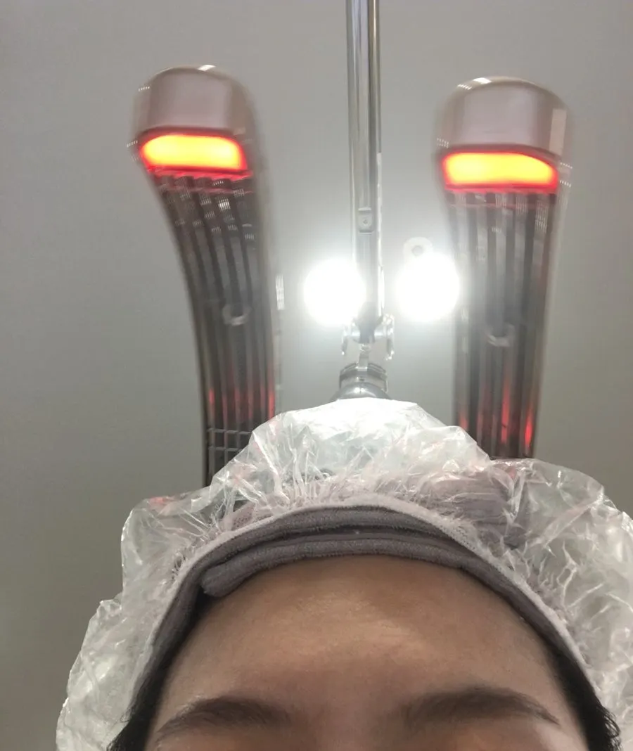 Sitting at the mirror after the shampoo