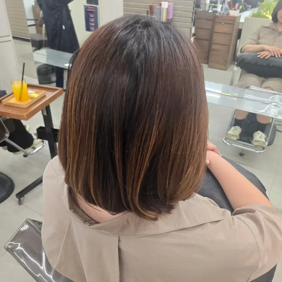 Hair after running a hand through it post-treatment