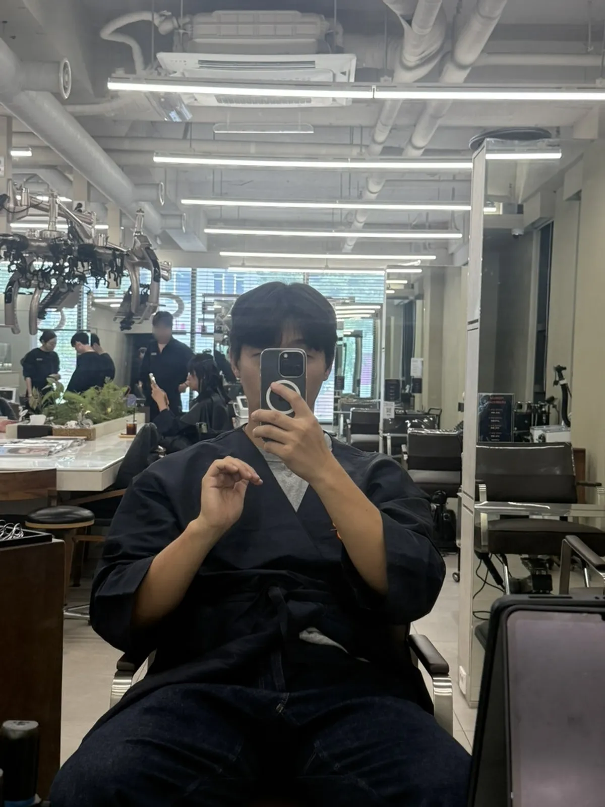 Men's hair before the service with flyaway sides