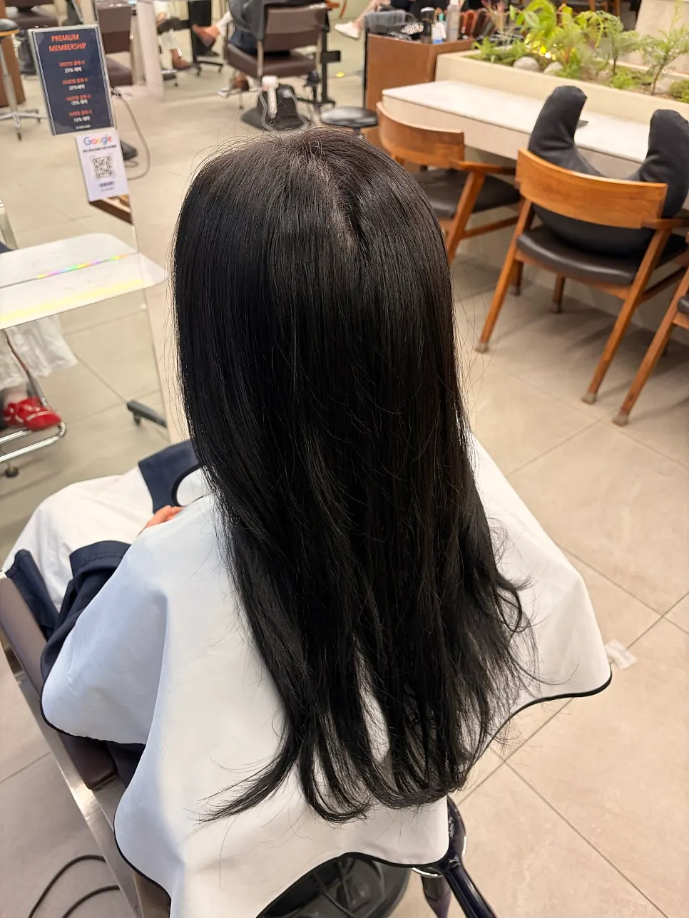 Hair looking deep-colored right after rinsing