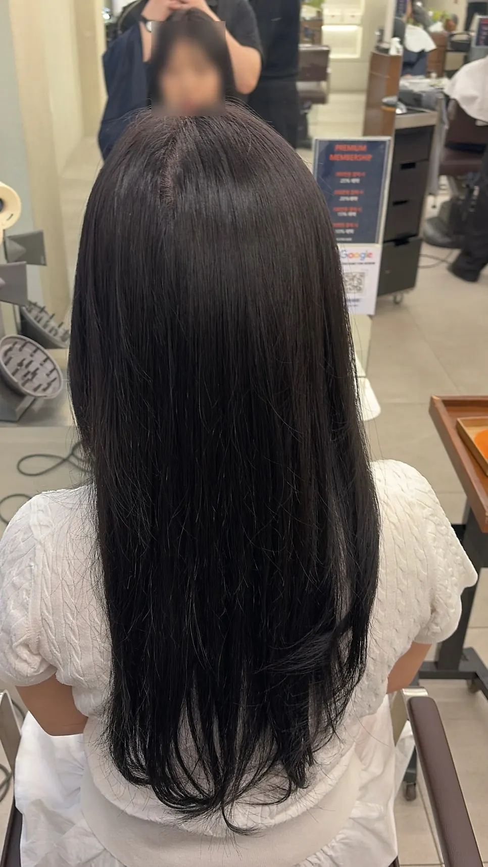 All-over toned-down hair before blow-drying