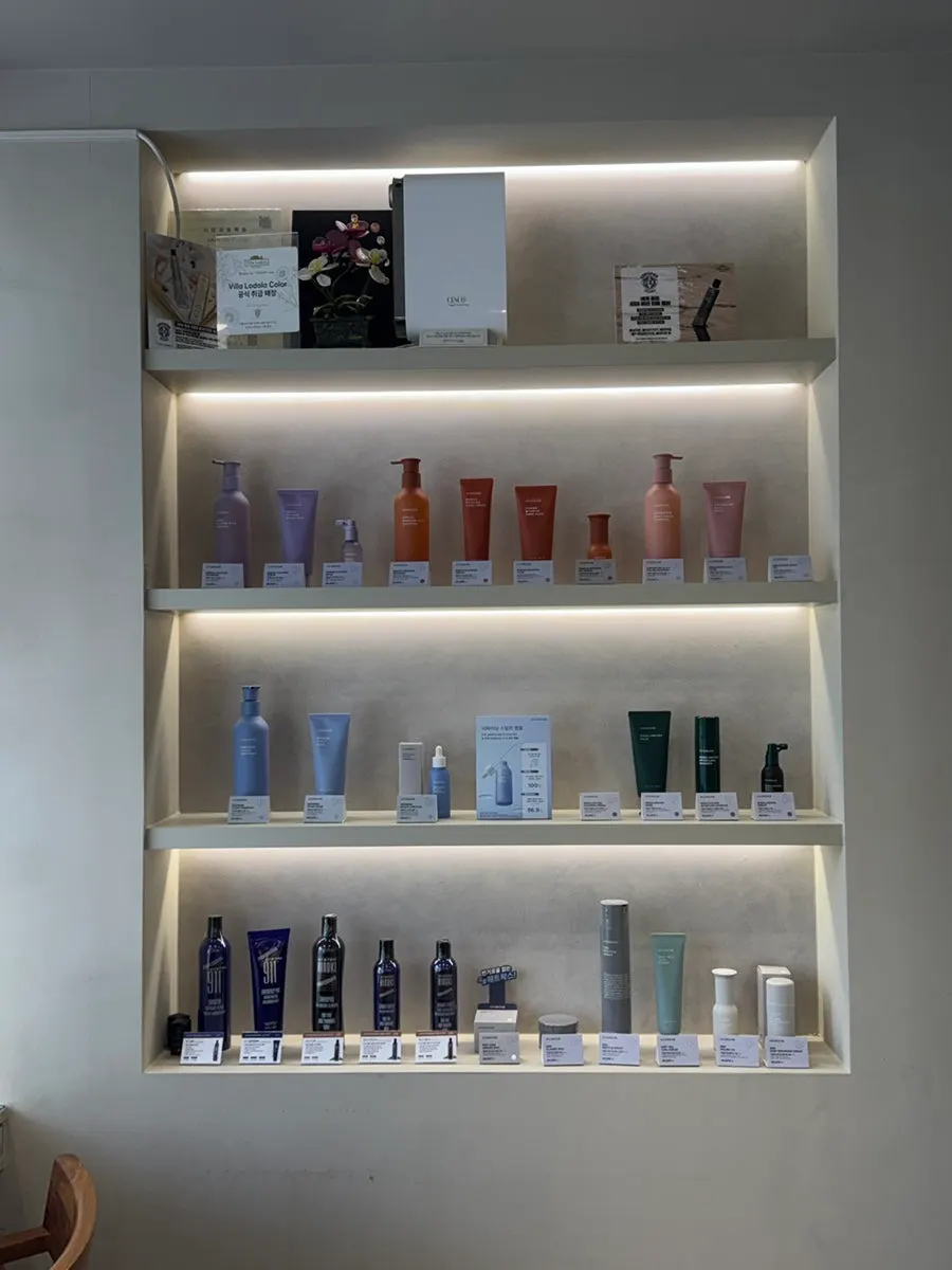 Display of Ahyoonche hair products for purchase