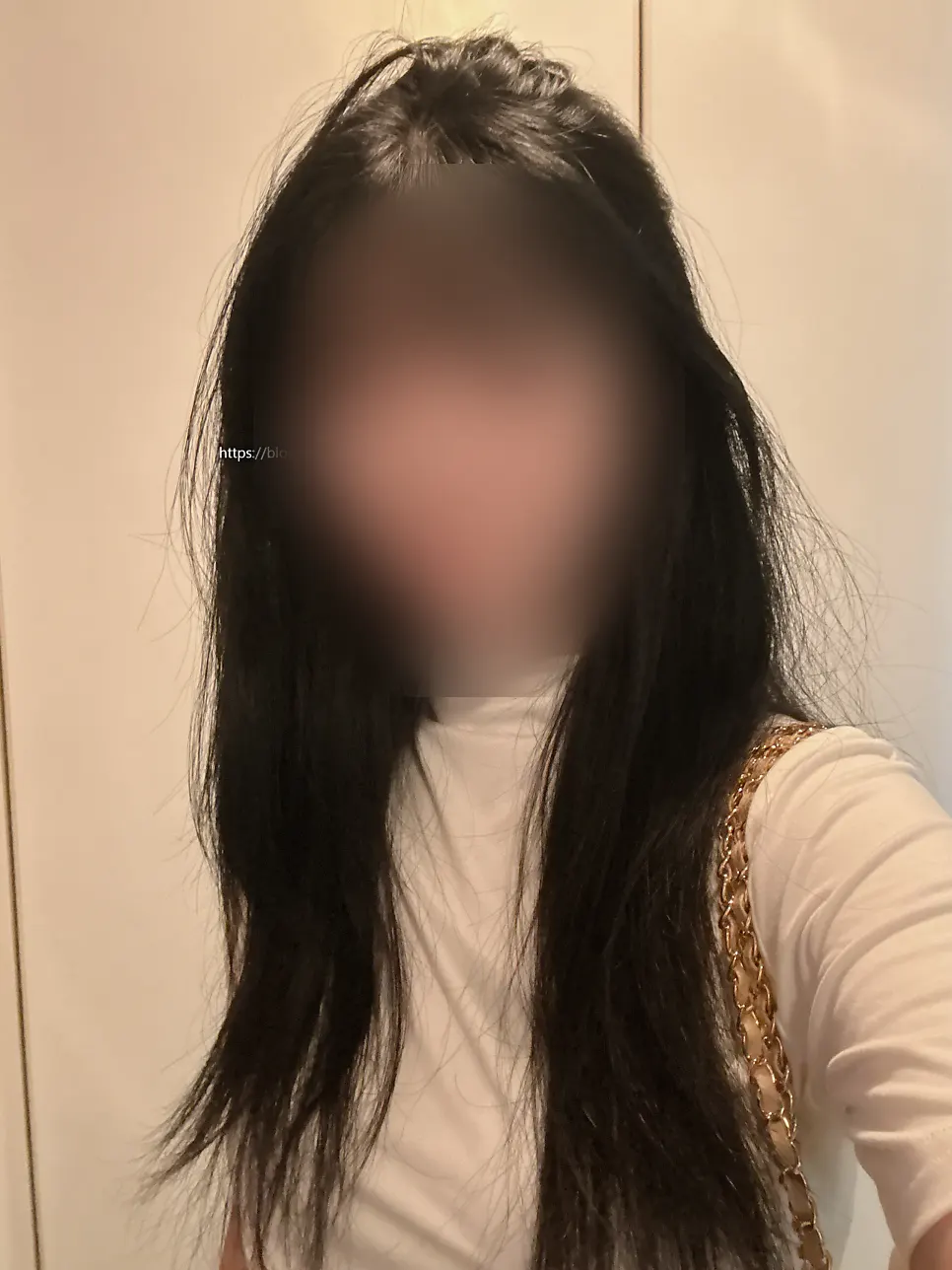 파마 전 모발 상태가 보이는 셀카