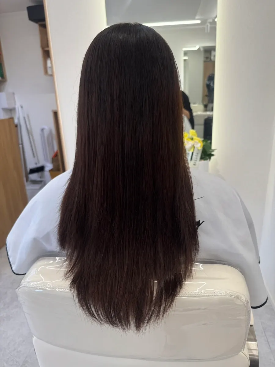 Hair looking calm and tidy after the straight perm