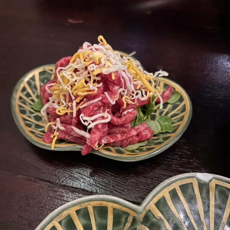 Korean beef yukhoe, the first dish of the course