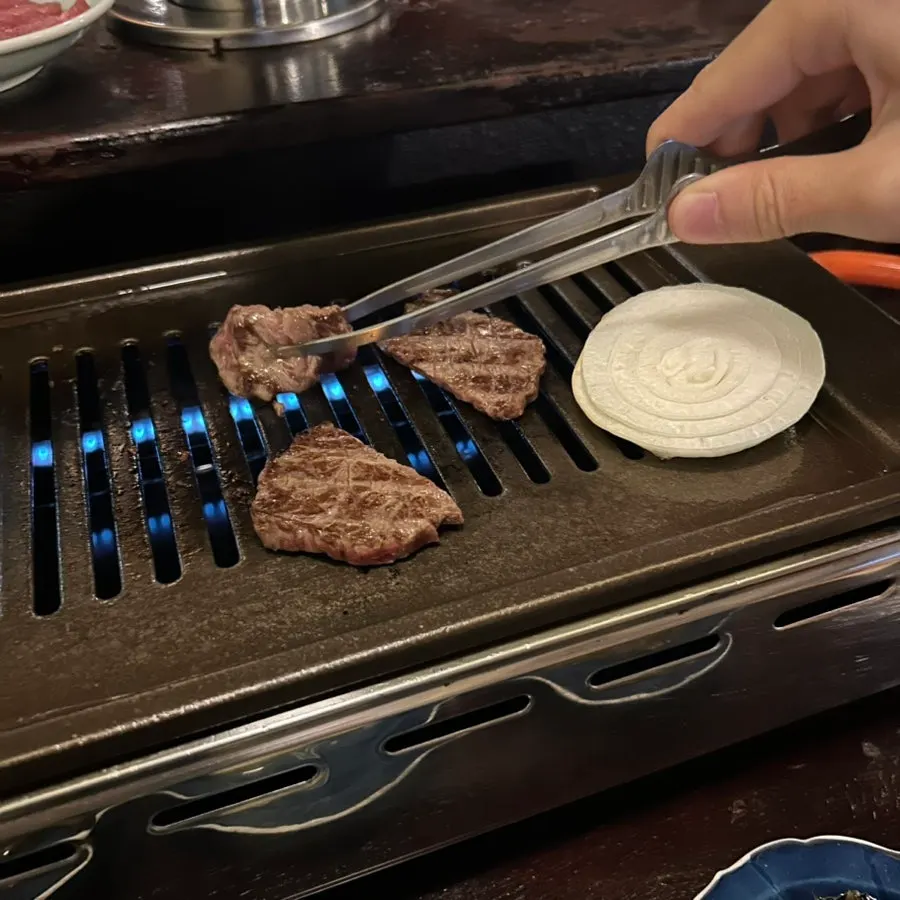 Premium yakiniku being grilled by hand