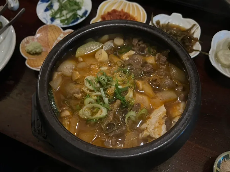 고기를 다 먹은 뒤 화로 위 풍경