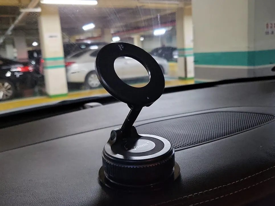 Car phone mount installed on the dashboard