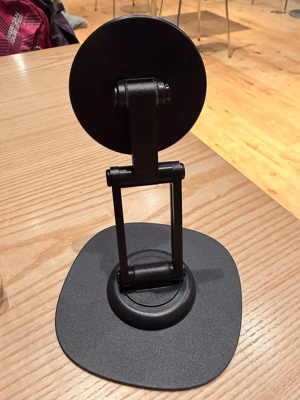 Stand opened with height and angle adjusted