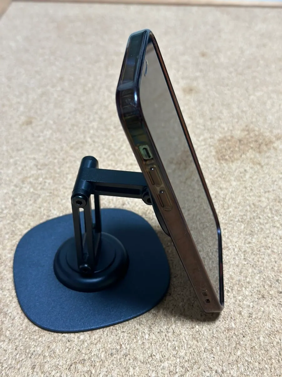 MagSafe phone stand with its angle adjusted to eye level