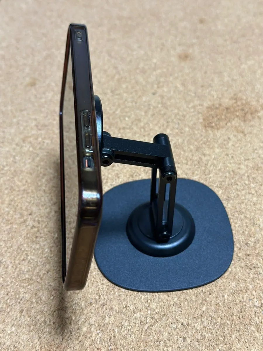 MagSafe phone stand supporting a securely mounted phone