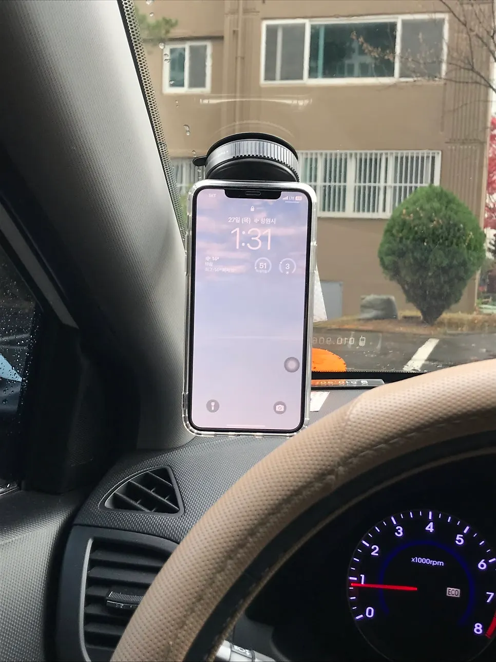 Mount holding a phone in a car