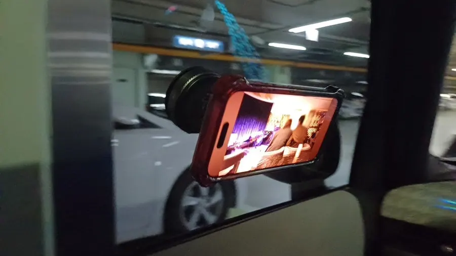 Neatly stored matte-black foldable mount