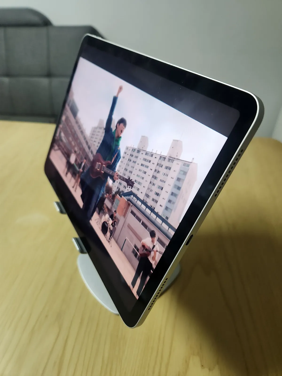Tablet stand in use
