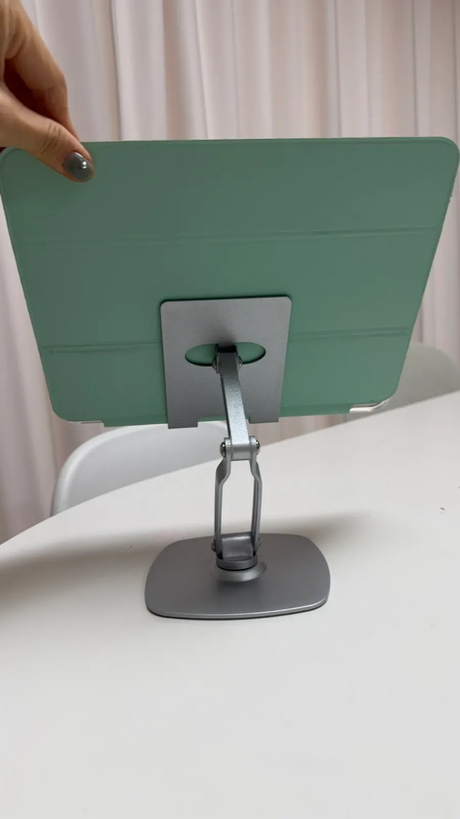 Portrait tablet stand used around the home