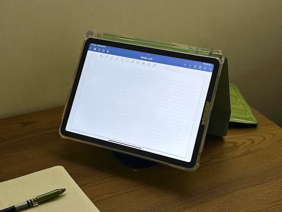iPad Air 4 mounted on the stand