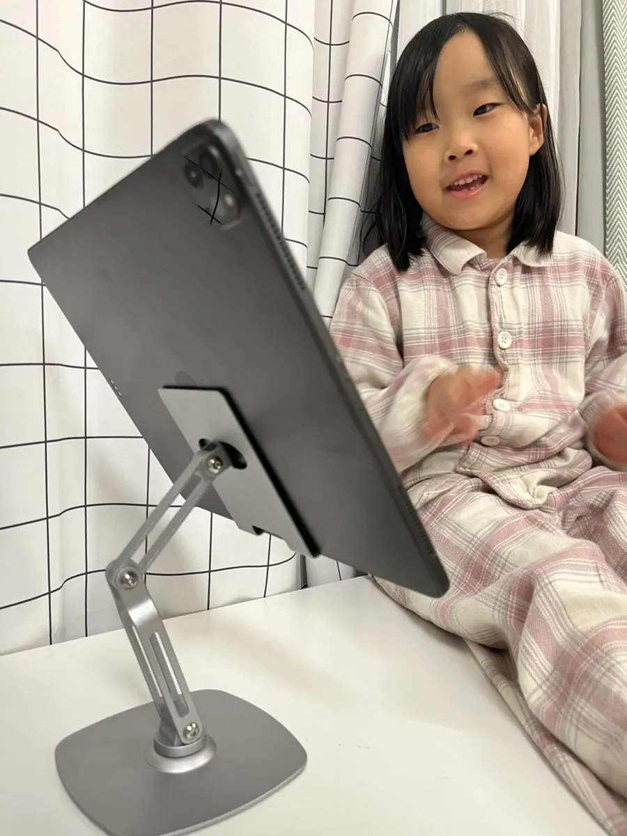 Tablet stand in use for work