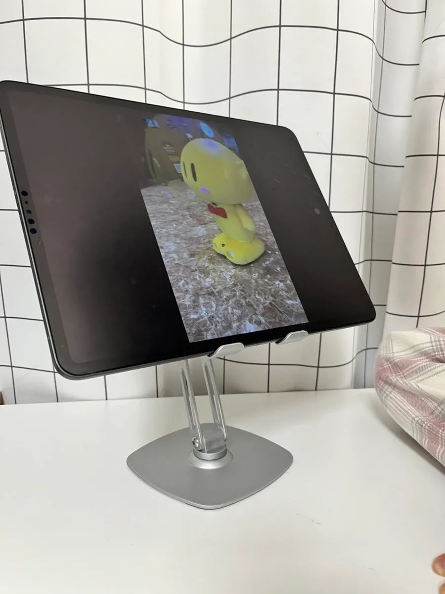 Stand with the tablet screen angle adjusted