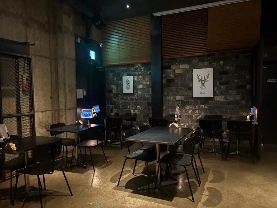 A view of the tidy main seating area at Bitters