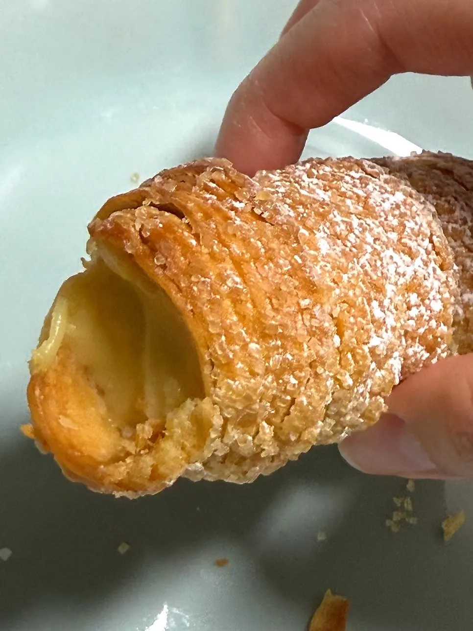 Vanilla cornet pie filled with pastry cream