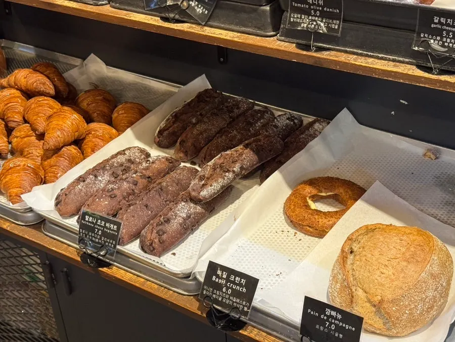 Various breads on display